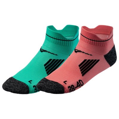 Calcetines Mizuno Act Train Mid 2P Mujer - Verdes / Coral - Chile M793WURLQH